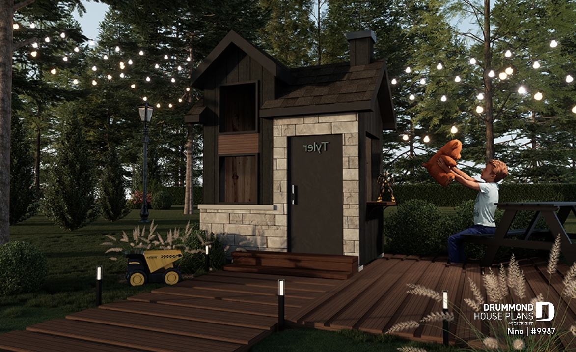 front - BASE MODEL - Free one-story mini house plan for children (playhouse), full of charm - Nino