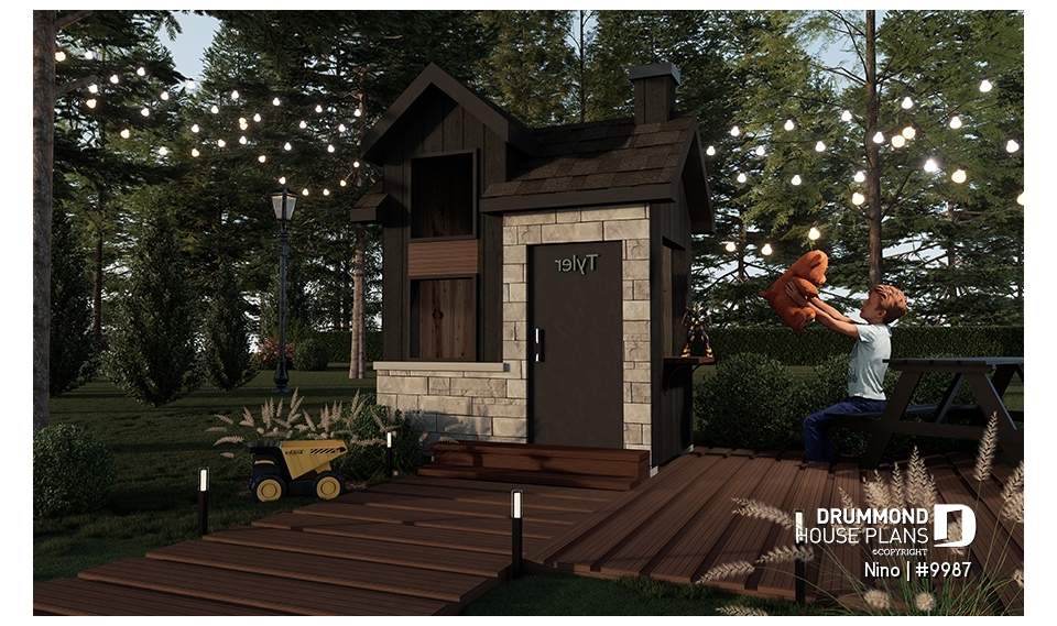 front - BASE MODEL - Free one-story mini house plan for children (playhouse), full of charm - Nino