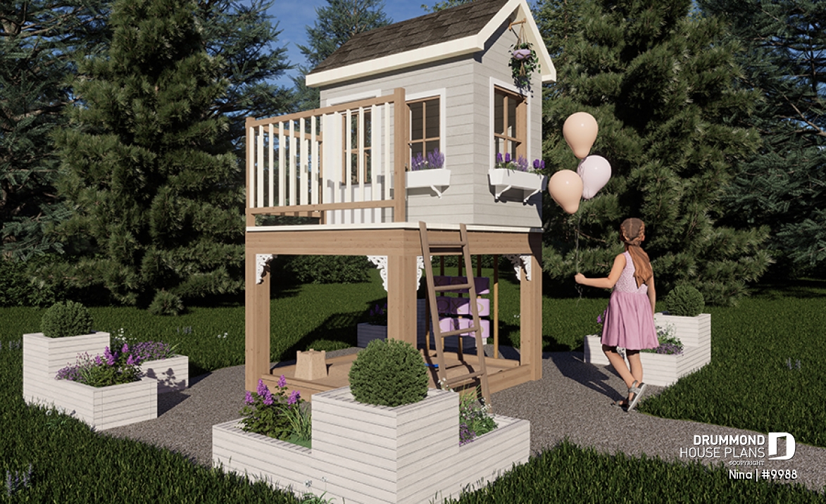 front - BASE MODEL -  Free child's playhouse plan with sandbox. - Nina