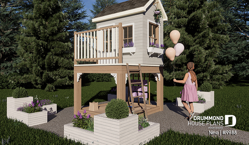 front - BASE MODEL -  Free child's playhouse plan with sandbox. - Nina