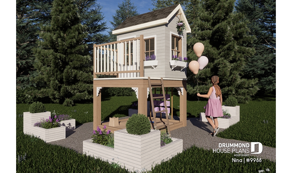 front - BASE MODEL -  Free child's playhouse plan with sandbox. - Nina
