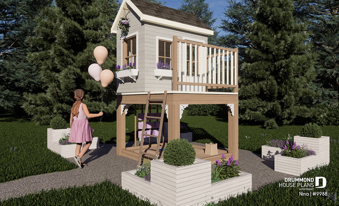 front - BASE MODEL -  Free child's playhouse plan with sandbox. - Nina