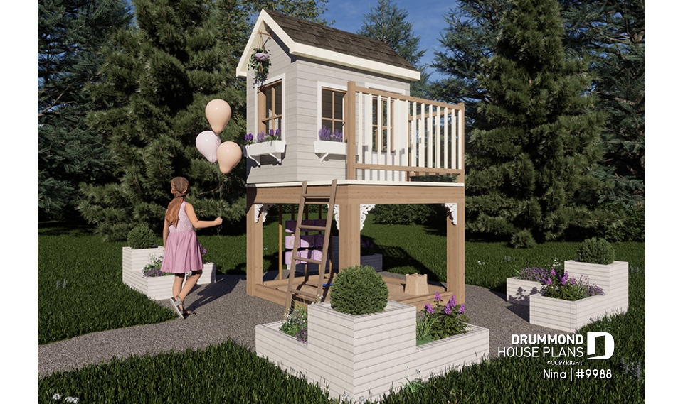 front - BASE MODEL -  Free child's playhouse plan with sandbox. - Nina