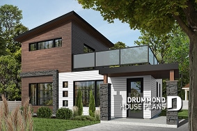 front - BASE MODEL - 2-storey 2 bedroom small and tiny Modern house with deck on 2nd floor, affordable building costs - Joshua