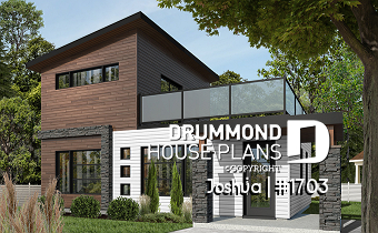 front - BASE MODEL - 2-storey 2 bedroom small and tiny Modern house with deck on 2nd floor, affordable building costs - Joshua