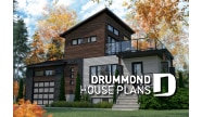front - BASE MODEL - Modern unique 2 storey house plan, master suite on second floor with private large terrace, garage, and more! - Joshua 2