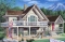 Rear view - BASE MODEL - Cottage house plan, 3 bedrooms with ensuite, open floor layout with double-sided fireplace, large deck - Louisiana