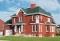 front - BASE MODEL - 3 bedrooms european house plan with garage, and second floor balcony - Bourgeois