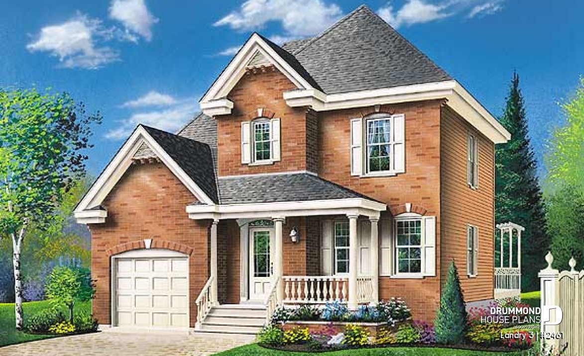 front - BASE MODEL - English style inspired 2-storey house plan with 3 bedrooms, bonus room, garage - Landry 3
