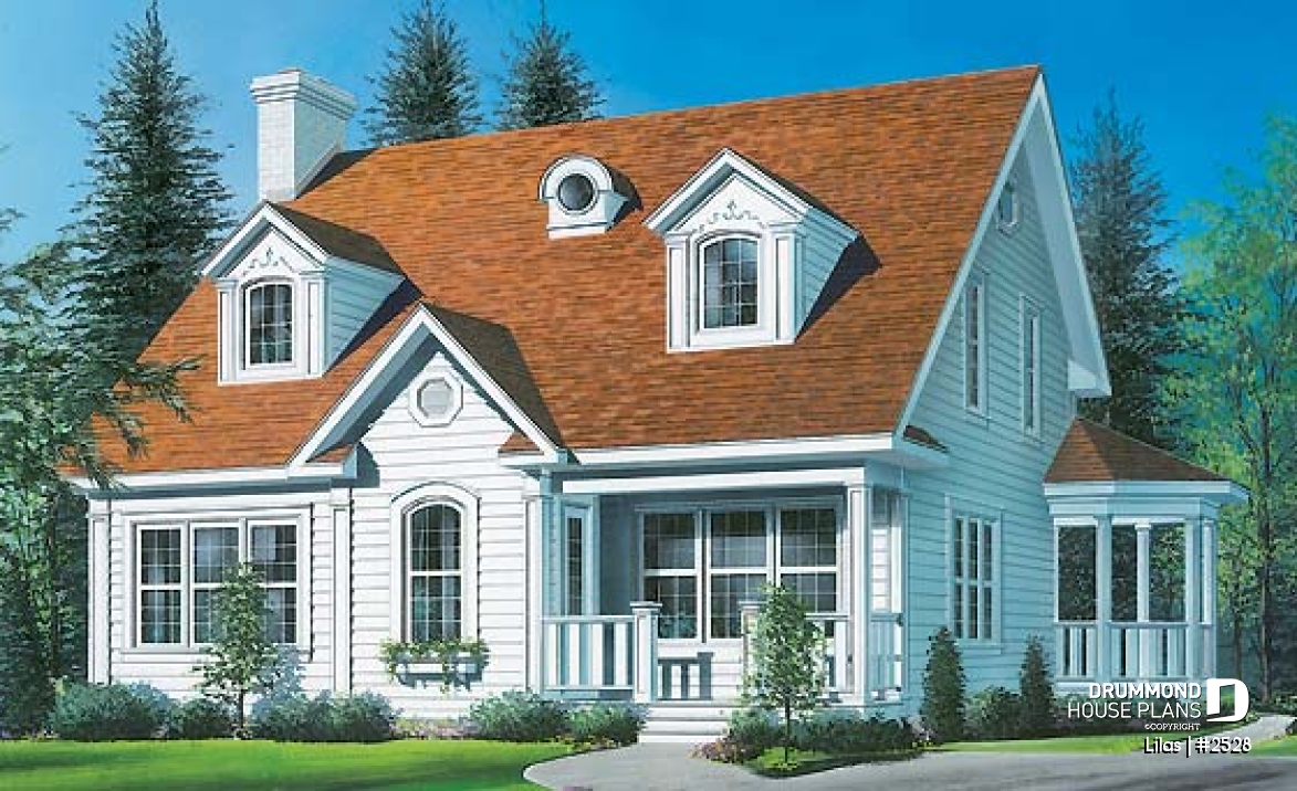 front - BASE MODEL - Three bedrooms country cottage with home office, open kitchen, sitting area, large dining-living room - Lilas