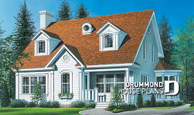 front - BASE MODEL - Three bedrooms country cottage with home office, open kitchen, sitting area, large dining-living room - Lilas