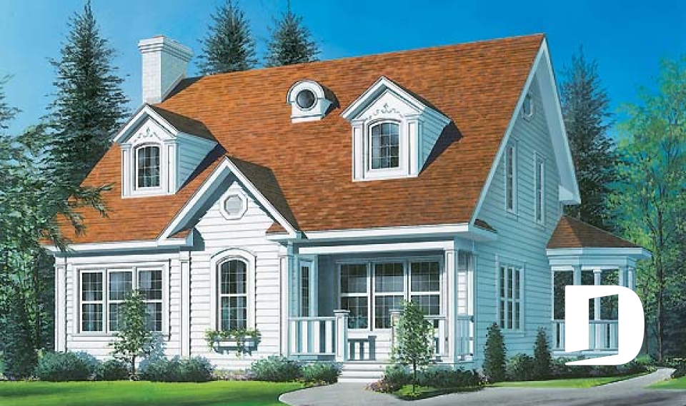 front - BASE MODEL - Three bedrooms country cottage with home office, open kitchen, sitting area, large dining-living room - Lilas