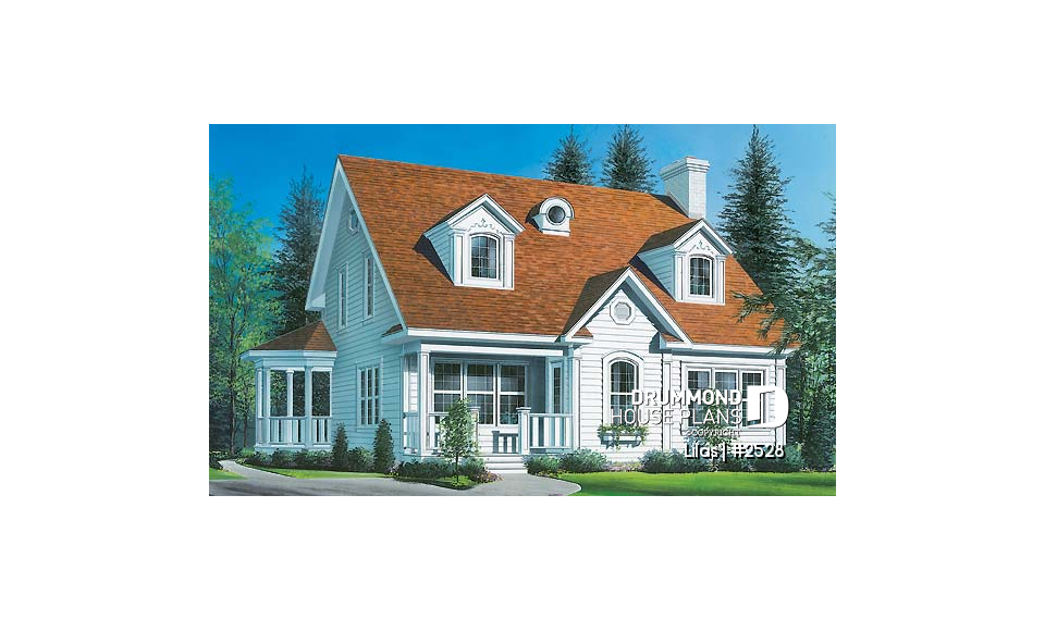 front - BASE MODEL - Three bedrooms country cottage with home office, open kitchen, sitting area, large dining-living room - Lilas