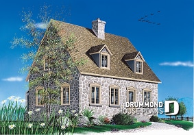 front - BASE MODEL - Rustic 2 bedroom home with an open kitchen, dining and living concept, very charming dormers & large fireplace - Concord