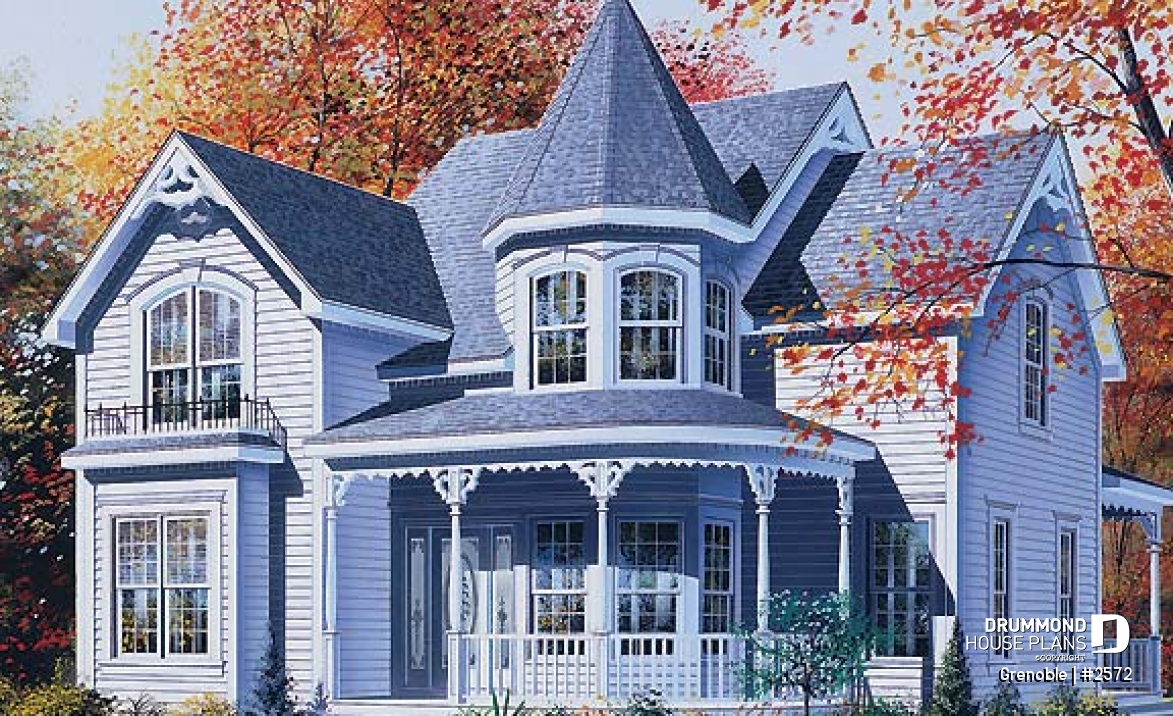 front - BASE MODEL - Charming victorian inspired house plan, 3 bedrooms + den, breakfast nook, large master suite - Grenoble