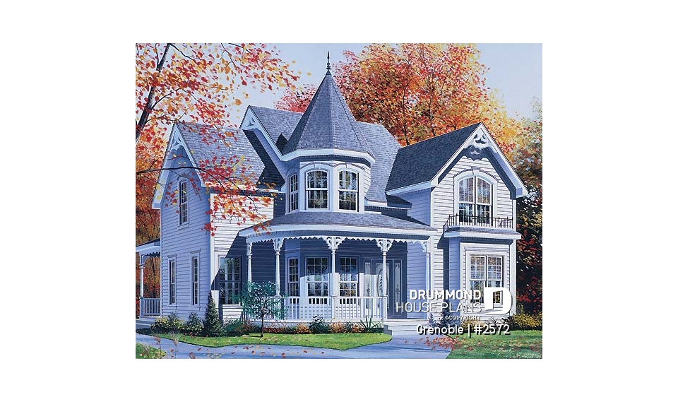front - BASE MODEL - Charming victorian inspired house plan, 3 bedrooms + den, breakfast nook, large master suite - Grenoble