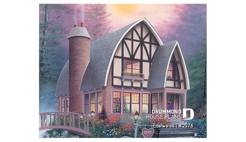 front - BASE MODEL - House style inspired by the Alsace region (France), open floor plan concept, large fireplace, 3 bedrooms - Edelweiss
