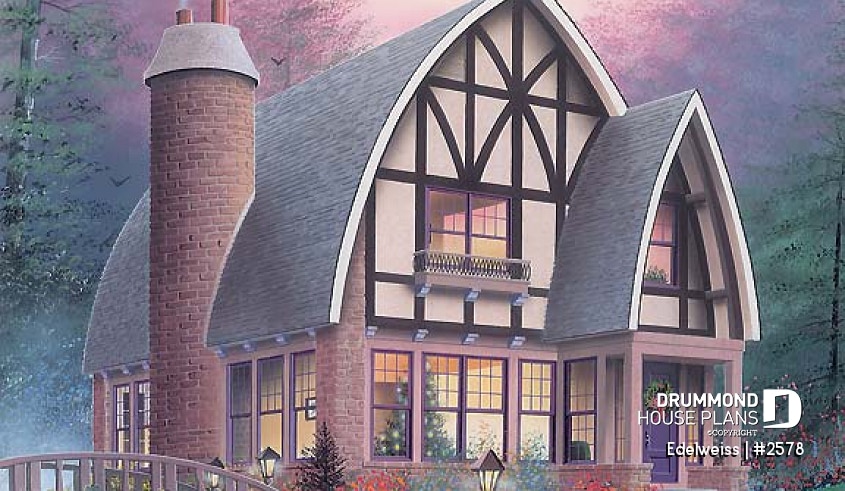 front - BASE MODEL - House style inspired by the Alsace region (France), open floor plan concept, large fireplace, 3 bedrooms - Edelweiss