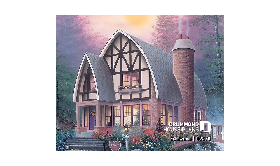 front - BASE MODEL - House style inspired by the Alsace region (France), open floor plan concept, large fireplace, 3 bedrooms - Edelweiss