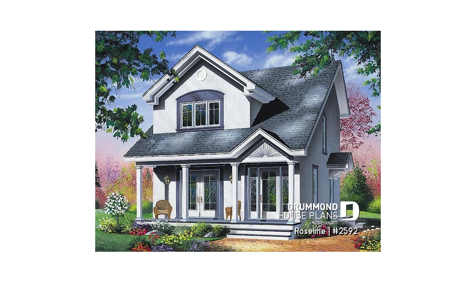 front - BASE MODEL - Narrow lot two-storey home with 3 bedrooms, laundry on main floor, walk-in closet in master - Roseline
