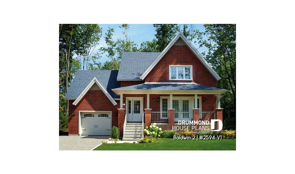 front - BASE MODEL - 2 bedroom country style with garage and cozy living room with fireplace - Baldwin 2