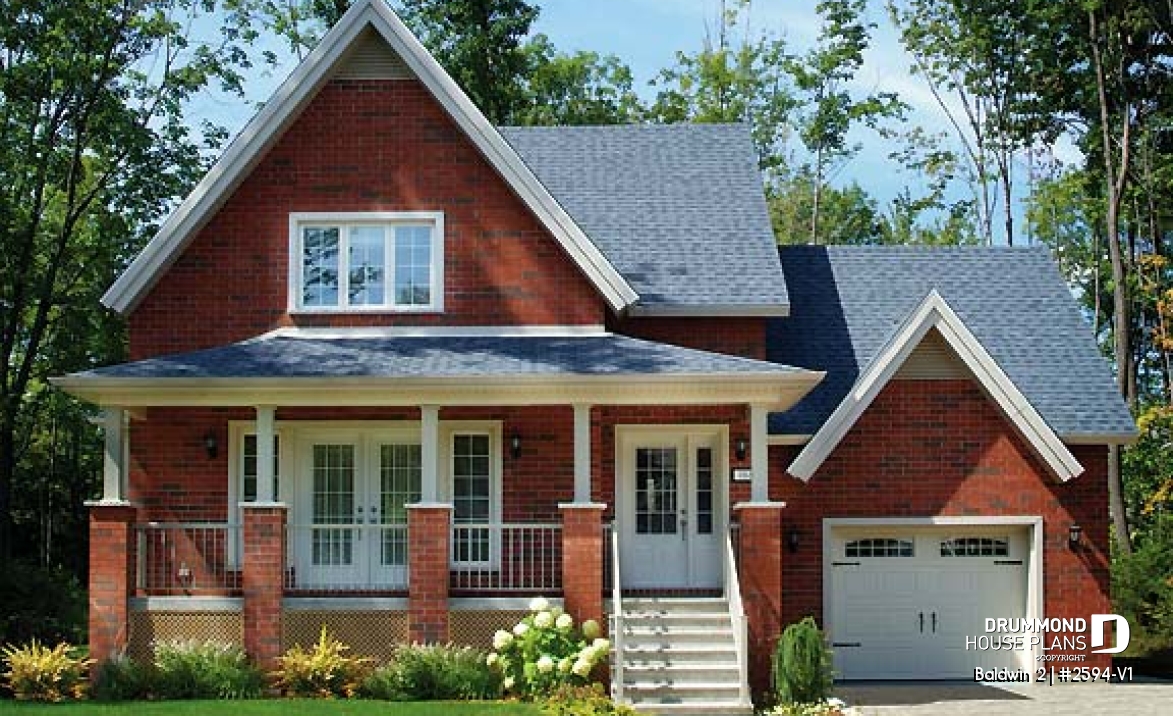front - BASE MODEL - 2 bedroom country style with garage and cozy living room with fireplace - Baldwin 2