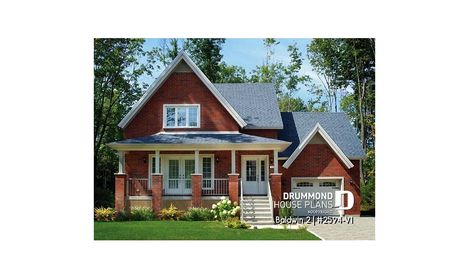 front - BASE MODEL - 2 bedroom country style with garage and cozy living room with fireplace - Baldwin 2