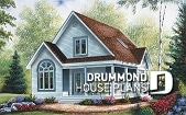 front - BASE MODEL - Affordable and charming small 2-storey home plan with up to 3 bedrooms, mezzanine, wraparound porch - Gaillon
