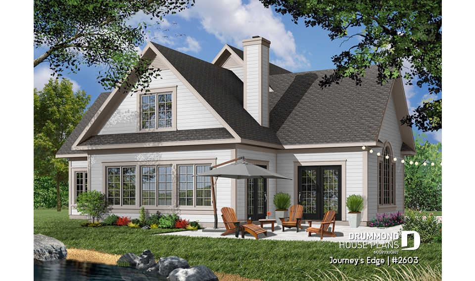 Color version 4 - Rear - Panoramic view cottage, 2-car garage, 3 to 4 bedrooms, ensuite with french doors - Journey's Edge