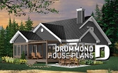 Color version 2 - Rear - Lakefront cottage style house plan, 2-car garage, master suite,  large family room - Nature's Retreat