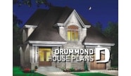 front - BASE MODEL - House plan with large laundry room, 2-sided fireplace, 4 bedrooms, garage - Casareve