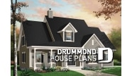 Color version 4 - Front - Traditional home plan with 3 to 5 bedrooms, a large kitchen with breakfast table, 9' ceiling, home office - Chester