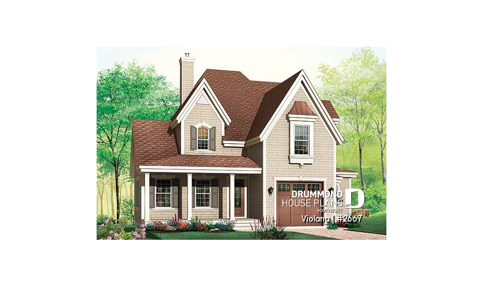 front - BASE MODEL - Country home, breakfast nook, open floor plan, 3 bedrooms, french doors - Violana