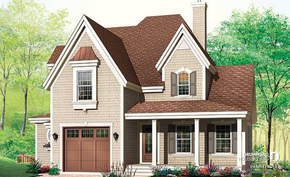 front - BASE MODEL - Country home, breakfast nook, open floor plan, 3 bedrooms, french doors - Violana