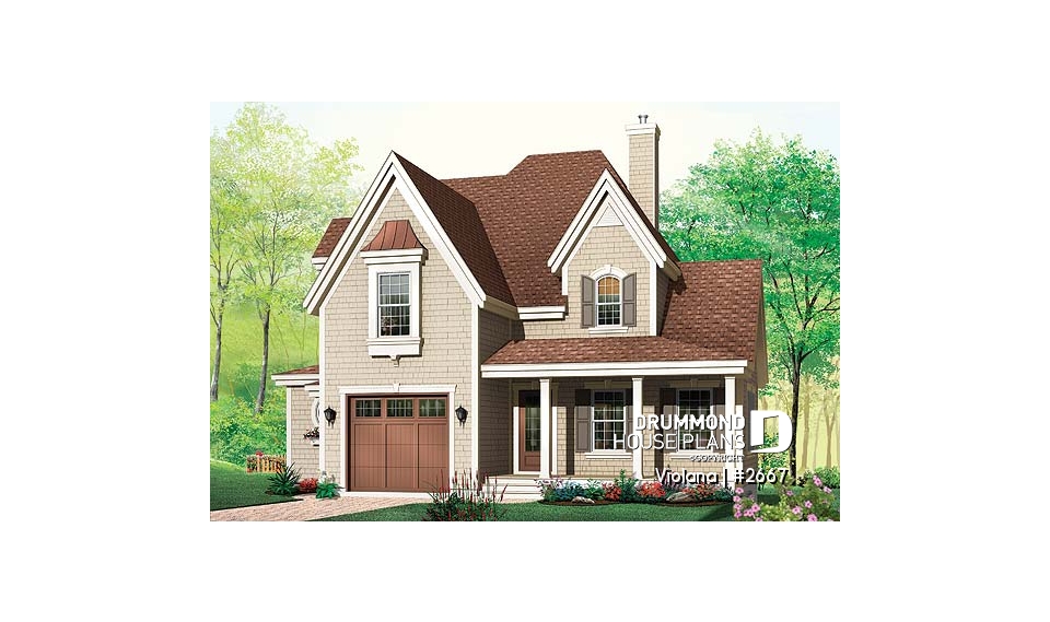 front - BASE MODEL - Country home, breakfast nook, open floor plan, 3 bedrooms, french doors - Violana