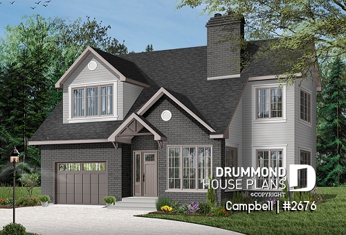 Color version 6 - Front - Traditional two-story home with garage, fireplace, master suite, home office, beautiful layout. - Campbell