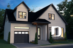 front - BASE MODEL - 3 bedroom 2-story house plan with garage, large kitchen, pantry, mudroom, beautiful style - Augusta 3