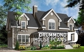 Color version 2 - Front - Beautiful traditional home plan, side loading 2-car garage, 3+ bedrooms, large bonus room and home office - Prairie