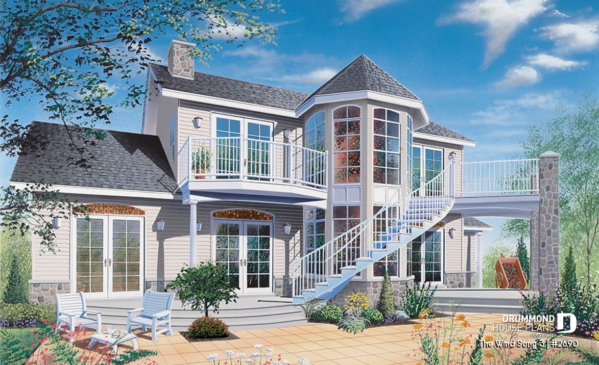 Rear view - BASE MODEL - 2-storey house plan with reverse floor plans, 3 to 4 bedrooms, beautiful master bedroom, panoramic view - The Wind Song 3