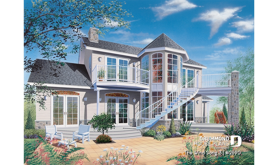 Rear view - BASE MODEL - 2-storey house plan with reverse floor plans, 3 to 4 bedrooms, beautiful master bedroom, panoramic view - The Wind Song 3