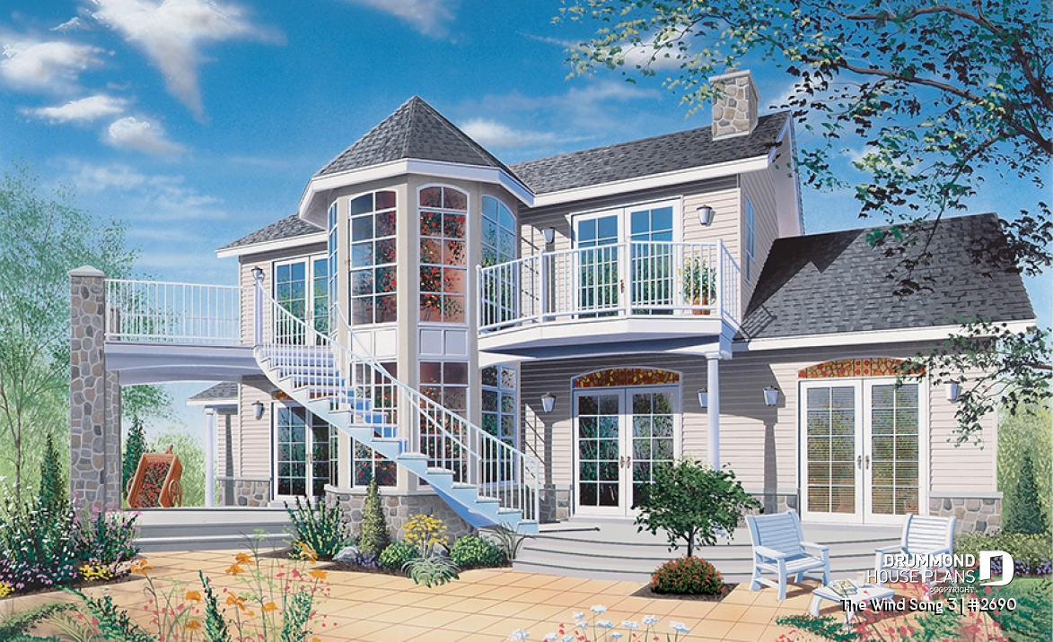 Rear view - BASE MODEL - 2-storey house plan with reverse floor plans, 3 to 4 bedrooms, beautiful master bedroom, panoramic view - The Wind Song 3