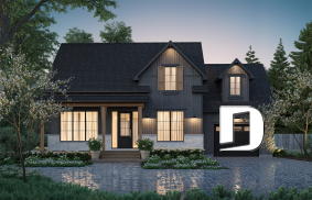 front - BASE MODEL - Great canadian style house plan with 3 bedrooms and garage, and 2.5 baths - Katherine