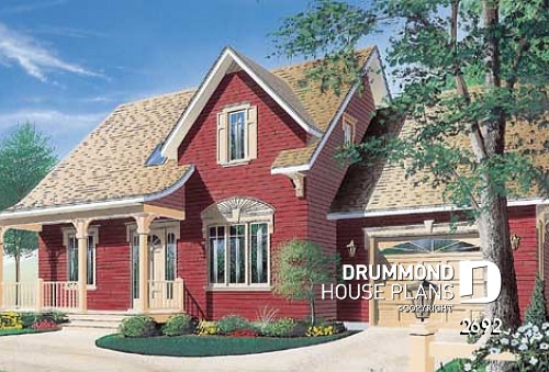 front - BASE MODEL - Great canadian style house plan with 3 bedrooms and garage, and 2.5 baths - Galipeau