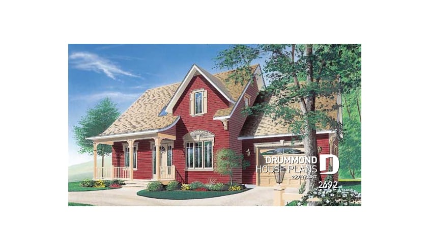 front - BASE MODEL - Great canadian style house plan with 3 bedrooms and garage, and 2.5 baths - Galipeau