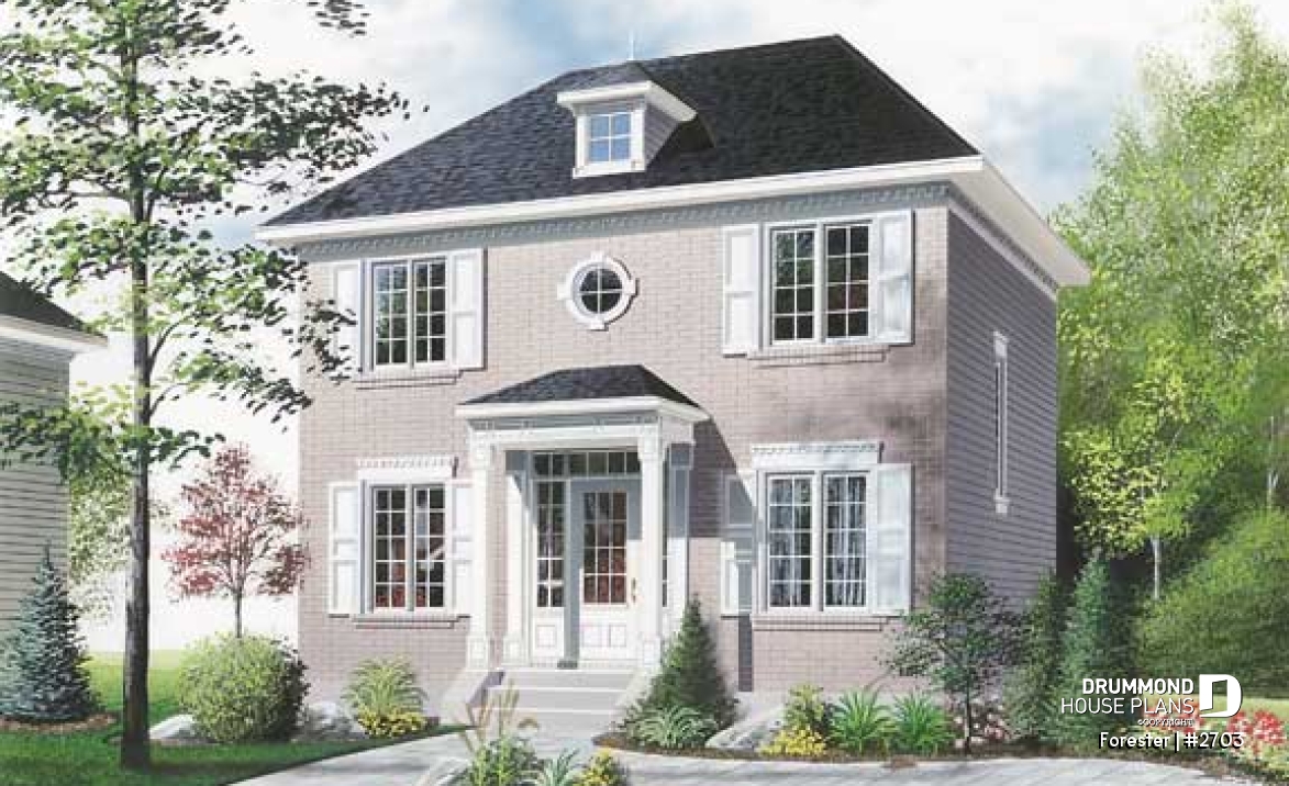 front - BASE MODEL - Affordable english style two-storey home, 3 bedrooms, 2 bathrooms, laundry on main floor - Forester
