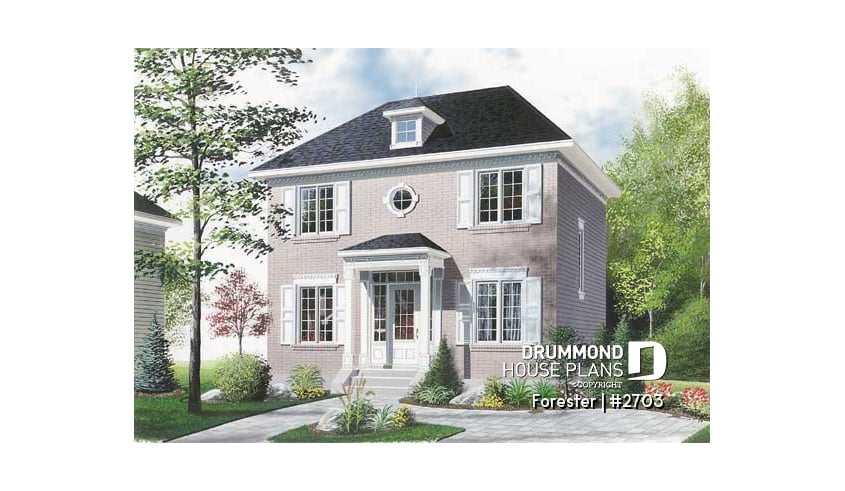 front - BASE MODEL - Affordable english style two-storey home, 3 bedrooms, 2 bathrooms, laundry on main floor - Forester