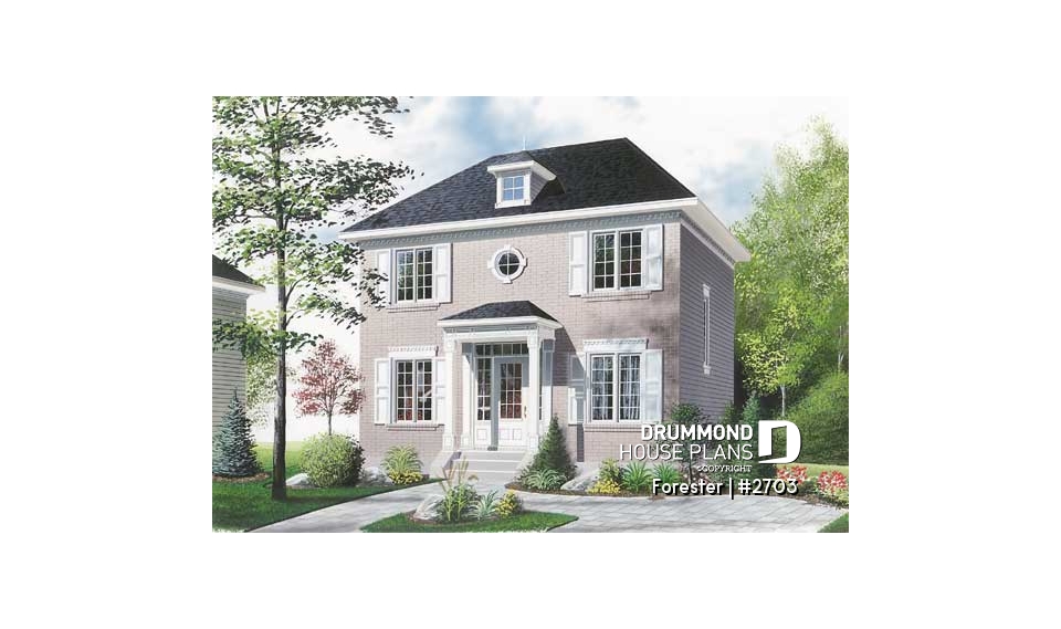 front - BASE MODEL - Affordable english style two-storey home, 3 bedrooms, 2 bathrooms, laundry on main floor - Forester