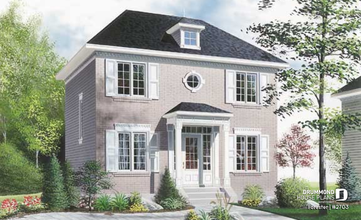 front - BASE MODEL - Affordable english style two-storey home, 3 bedrooms, 2 bathrooms, laundry on main floor - Forester