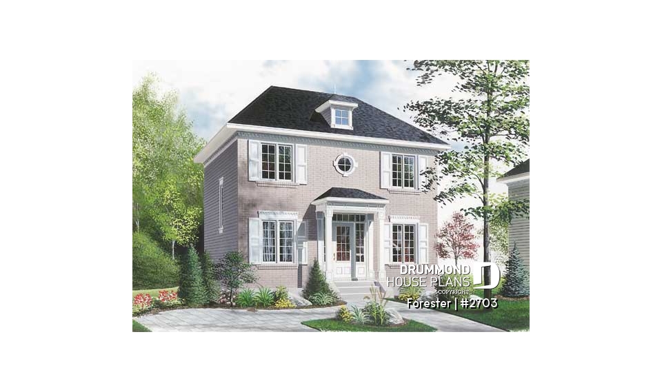 front - BASE MODEL - Affordable english style two-storey home, 3 bedrooms, 2 bathrooms, laundry on main floor - Forester