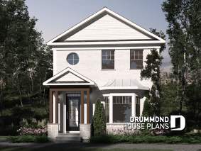 front - BASE MODEL - 2 storey english cottage plan, laundry room on first floor, walk-in closet on each bedroom - Vicky